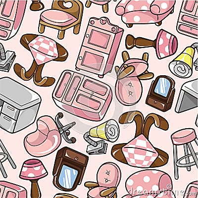 Seamless furniture pattern Vector Illustration