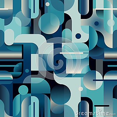 Seamless futuristic vector pattern with modern abstract shapes. Geometric background. Vector Illustration