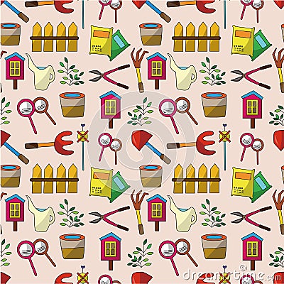 Seamless gardening pattern Vector Illustration