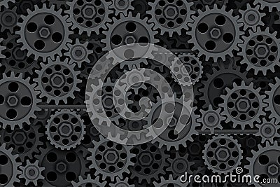 Seamless gears pattern tech background. Industrial mechanics texture. Layered web page fill backdrop. Technology wrapping paper Vector Illustration