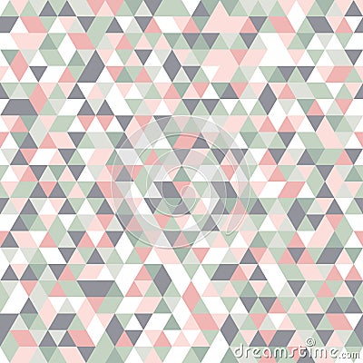 Geometric mosaic pattern pastel colors pink grey white green triangle Vector Illustration