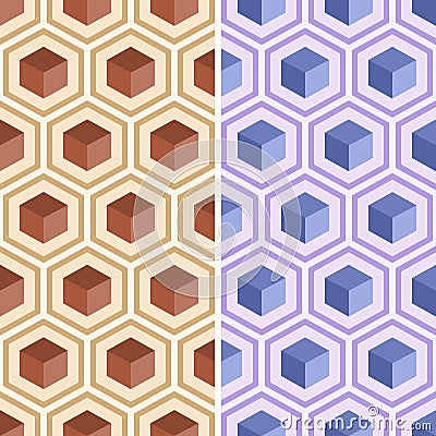 Seamless geometric abstract pattern from colorful hexagons. Vector Illustration