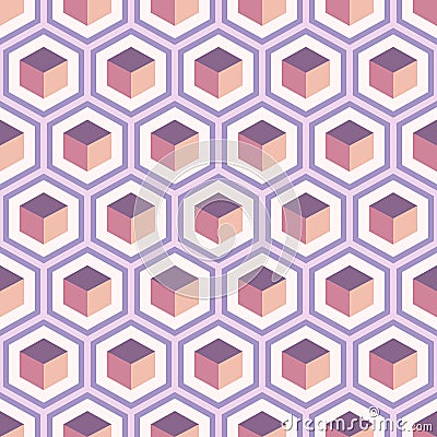 Seamless geometric abstract pattern of colorful hexagons. Vector Illustration