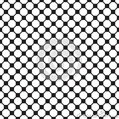Seamless geometric black and white octagon tile pattern background. Vector Illustration