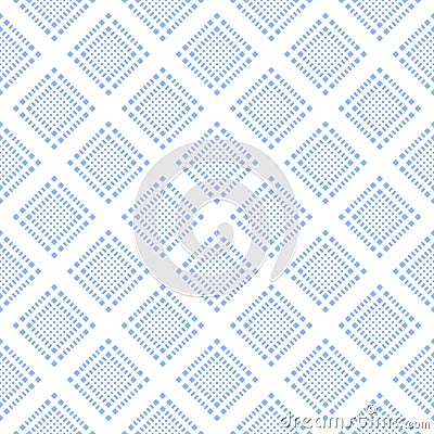 Seamless Geometric Checked Dots and Dashes Light Blue Pattern Vector Illustration