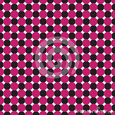 Seamless geometric dot pattern background. Fuchsia pink, black and white pattern. Vector Illustration
