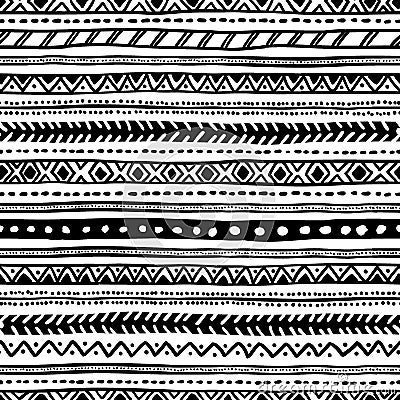 Seamless geometric ethnic pattern. Black and white. Vector Illustration