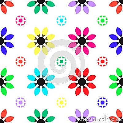 Seamless geometric floral flower pattern vector abstract background design colorful art Vector Illustration