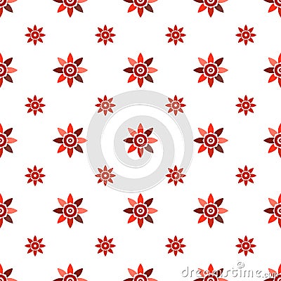 Seamless geometric floral pattern vector background design colorful abstract art with spring summer flowers pink red white Vector Illustration