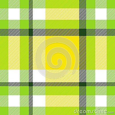 Seamless geometric gingham pattern. Abstract background. Green, yellow and white stripes Stock Photo