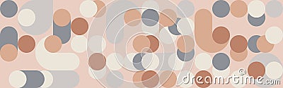 Seamless geometric mosaic in trendy coffee shades, circles and squares texture for textile or wallpaper. Stock Photo
