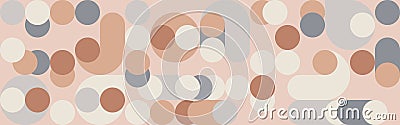 Seamless geometric mosaic in trendy coffee shades, circles and squares texture for textile or wallpaper. Vector Illustration