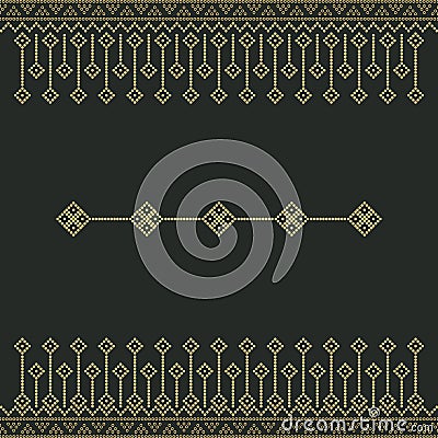 Seamless geometric ornamental vector pattern with dots gold color. Abstract background motif ulos. creative cloth pattern. Vector Illustration