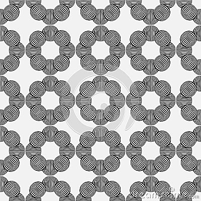 Seamless geometric pattern of circles on a gray background. Vector Illustration