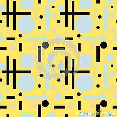 Seamless geometric pattern of circles and rectangles, simple pattern of decorative modules, color arrangement Cartoon Illustration