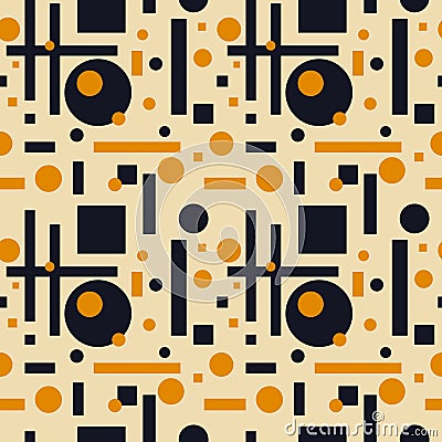 Seamless geometric pattern of circles and rectangles, simple pattern of decorative modules, color arrangement Cartoon Illustration