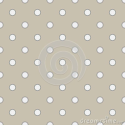 Seamless geometric pattern in cute white polka dots on burlap fond. Print for textile, fabric manufacturing, wallpaper, covers, Vector Illustration