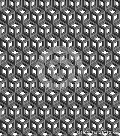 Seamless geometric pattern formed of gray cubes. Stock Photo