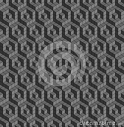 Seamless geometric pattern formed of gray cubes. Vector Illustration