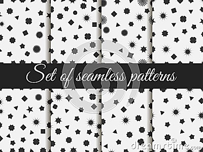 Seamless geometric pattern. Geometric chaos. Wrapping paper. Set seamless pattern with geometric figures. Squares, triangles, Vector Illustration