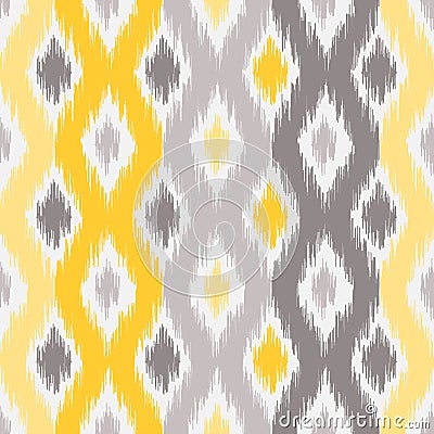 Seamless geometric pattern, ikat fabric style. Vector Illustration