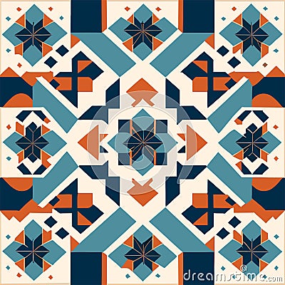 Seamless geometric pattern in the style of the sixties. AI Generated Vector Illustration