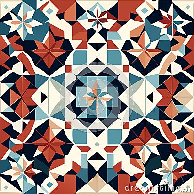 Seamless geometric pattern in the style of the sixties. Generative AI Vector Illustration