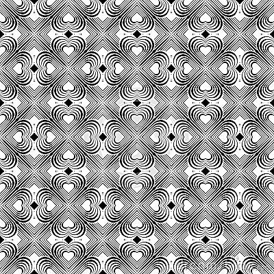 Seamless geometric pattern with stylized hearts. Vector Illustration