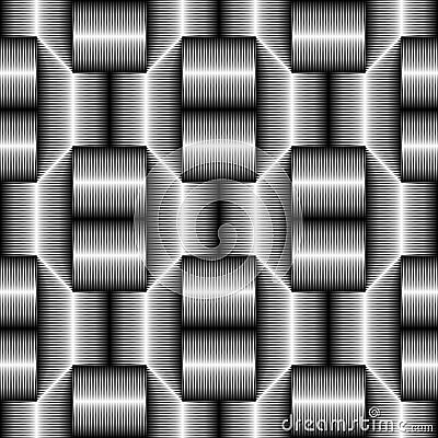 Seamless Geometric Pattern. Vector Black and White Tech Texture. Vector Illustration