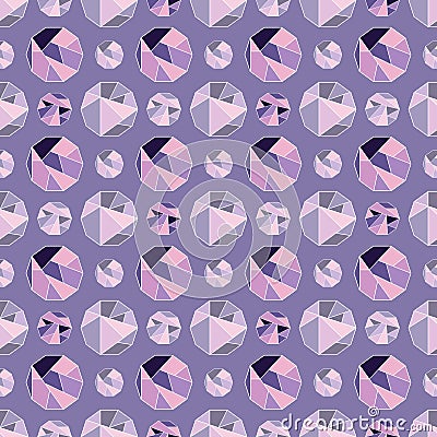 Seamless geometric pattern with violet and lilac crystals of gentle violet background Vector Illustration