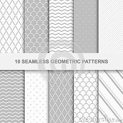 10 Seamless geometric patterns. Vector Illustration