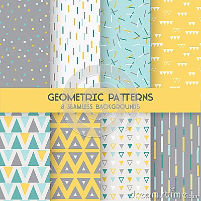 8 Seamless Geometric Patterns Vector Illustration