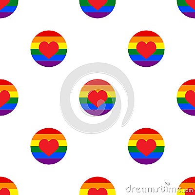 Seamless geometric polka dots pattern vector background abstract colorful vintage retro design art with gay parade rainbow colored Vector Illustration