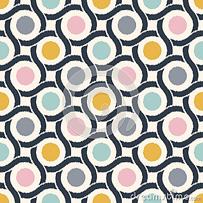 Seamless geometric 60s stylish retro circle mesh texture wallpaper pattern Vector Illustration