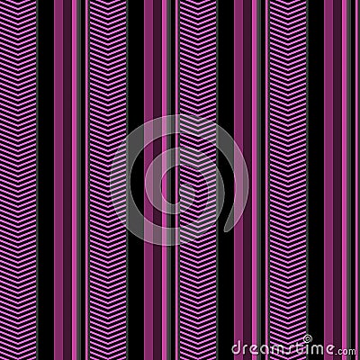 Seamless geometric striped pattern vector design colorful background with vertical lines and chevron zigzags purple black grey pin Vector Illustration