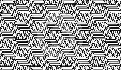 Seamless geometric texture in op art design. Vector art.Op art design. Seamless rhombuses pattern. Vector Illustration