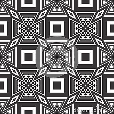 Seamless geometric vector background, black and white flora vector pattern, accurate, editable and useful background Stock Photo