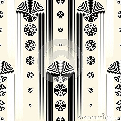 Seamless Geometric Wallpaper. Minimal Circle and Stripe Graphic Vector Illustration