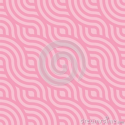 Seamless Geometry Pattern Background of pink overlapping diagonal wavy curly lines. Vector Illustration