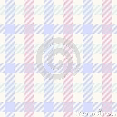 Seamless gingham pattern vector. Pale multicolored design for tablecloth. Light vichy check pattern for spring summer picnic. Stock Photo