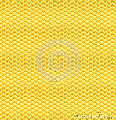 Seamless glossy yellow honeycomb pattern. Vector Illustration
