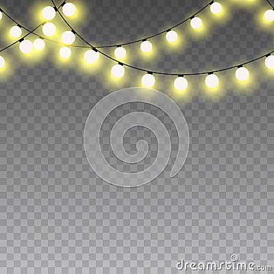 Seamless glowing xmas lights Vector Illustration