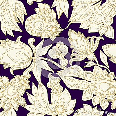 Seamless gold paisley pattern.orient design. illustration Vector Illustration