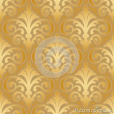 Seamless gold silk wallpaper pattern Vector Illustration
