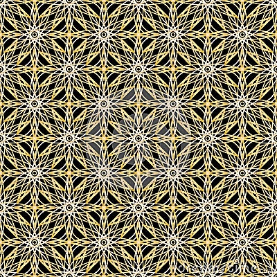 Seamless golden arabic geometric pattern. Vector traditional muslim arabesque background. Vector Illustration
