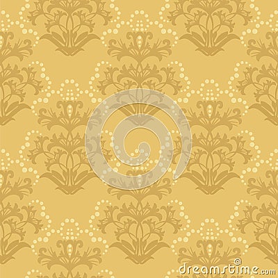 Seamless golden floral wallpaper Vector Illustration