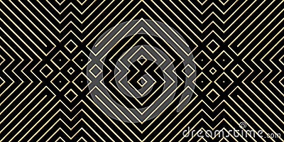 Seamless golden geometric tribal diamond fine line pattern Stock Photo