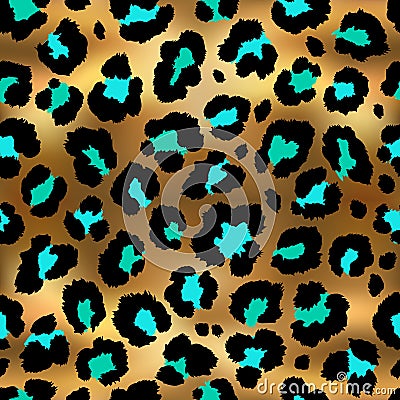 Seamless golden leopard pattern. Vector Illustration