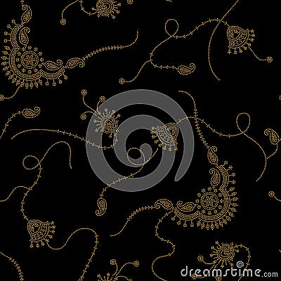 Seamless golden pattern on black color Stock Photo