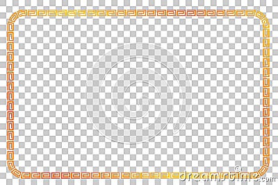 Seamless Golden Rectangle Frame for Certificate, Placard Go Xi Fat Cai, Imlek Moment or other China Related, at Transparent Effect Vector Illustration